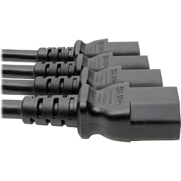 Tripp Lite Y Splitter Computer Power Cord 10A 18AWG C14 to 4xC13 Black 18in - American Tech Depot