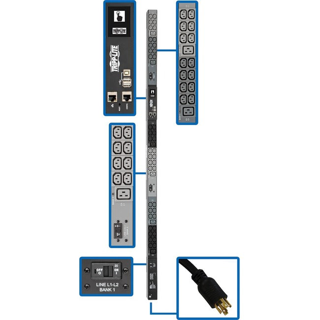 Tripp Lite 3-Phase PDU Monitored 10kW 200/208/240V 42 C13; 6 C19 L15-30P