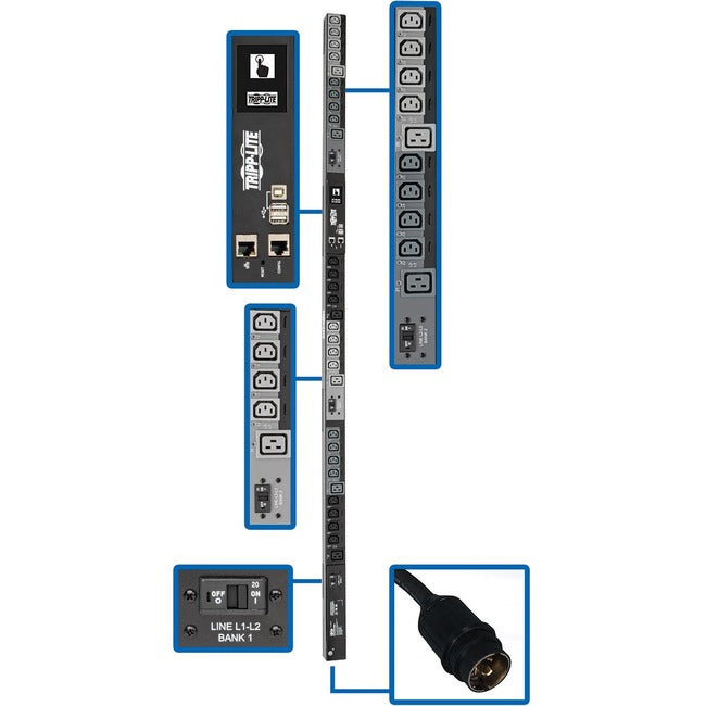 Tripp Lite 3-Phase PDU Switched 14.5kW 200-208-240V 24 C13;6 C19; CS8365C - American Tech Depot