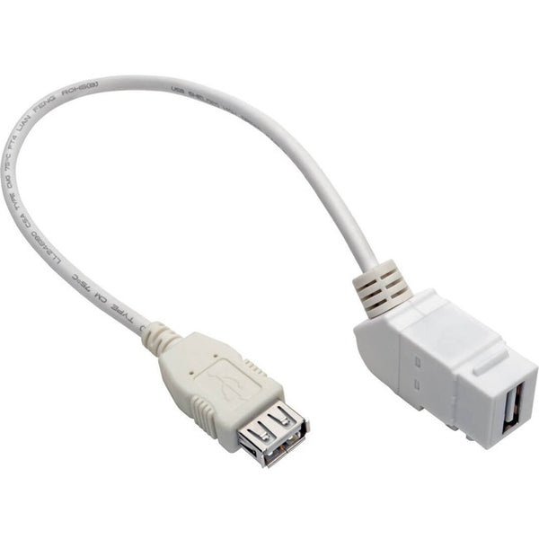 Tripp Lite USB 2.0 Panel Mount Coupler Cable Keystone Jack White F-F 1ft 1' - American Tech Depot