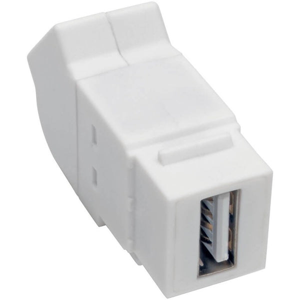 Tripp Lite USB 2.0 All-in-One Keystone-Panel Mount Angled Coupler (F-F), White - American Tech Depot