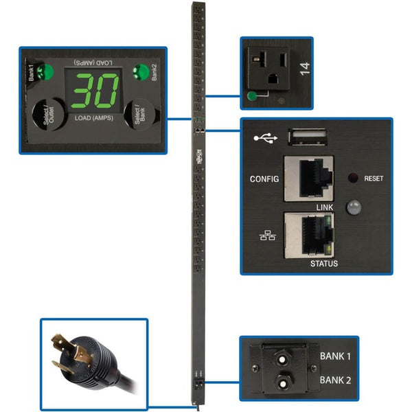 Tripp Lite PDU Switched 120V 30A 24 5-15-20R L5-30P LX Interface 0URM TAA - American Tech Depot