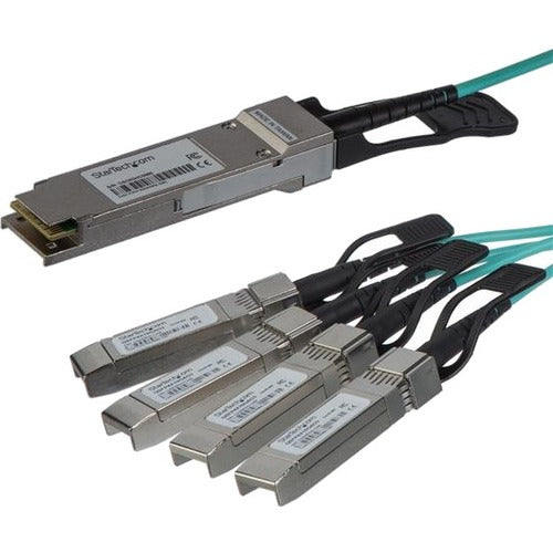 StarTech.com Cisco QSFP-4X10G-AOC10M Compatible QSFP+ Active Optical Breakout Cable - 15 m (49 ft) - 40 Gbps to 4 x 10Gbps - AOC Fiber Breakout Cable - American Tech Depot
