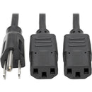 Tripp Lite Dual IEC Power Cord Splitter Cable 5-15P to 2x IEC-320 C13 18in - American Tech Depot