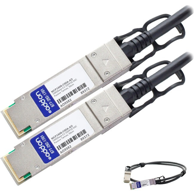 AddOn Mellanox MCP1600-C00A Compatible TAA Compliant 100GBase-CU QSFP28 to QSFP28 Direct Attach Cable (Passive Twinax, 50cm) - American Tech Depot