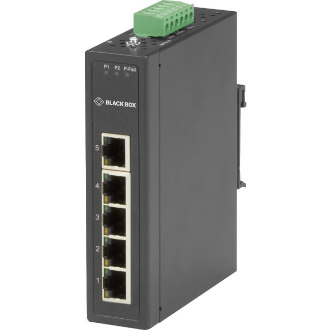 Black Box Industrial 10-100-Mbps Ethernet Switch - Unmanaged, Extreme Temperature, 5-Port