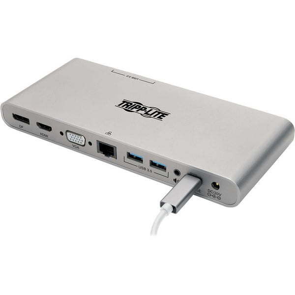 Tripp Lite USB C Docking Station w- USB A-C Hub, HDMI, VGA, DisplayPort, Gbe, 100W PD Charging 4K@30Hz Thunderbolt 3, USB Type C, USB-C, USB Type-C - American Tech Depot