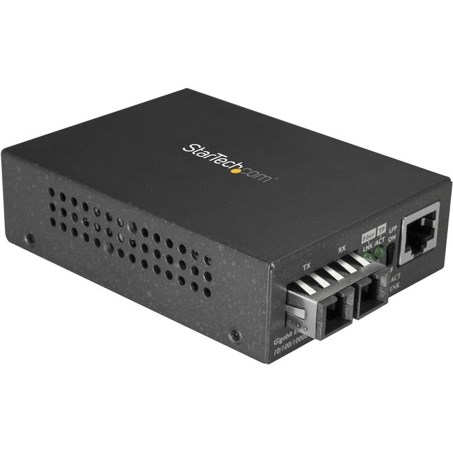 StarTech.com Multimode SC Fiber Ethernet Media Converter - 1000BASE-SX Gigabit Fiber Optic to Copper Bridge - 10-100-1000 Network - 550m