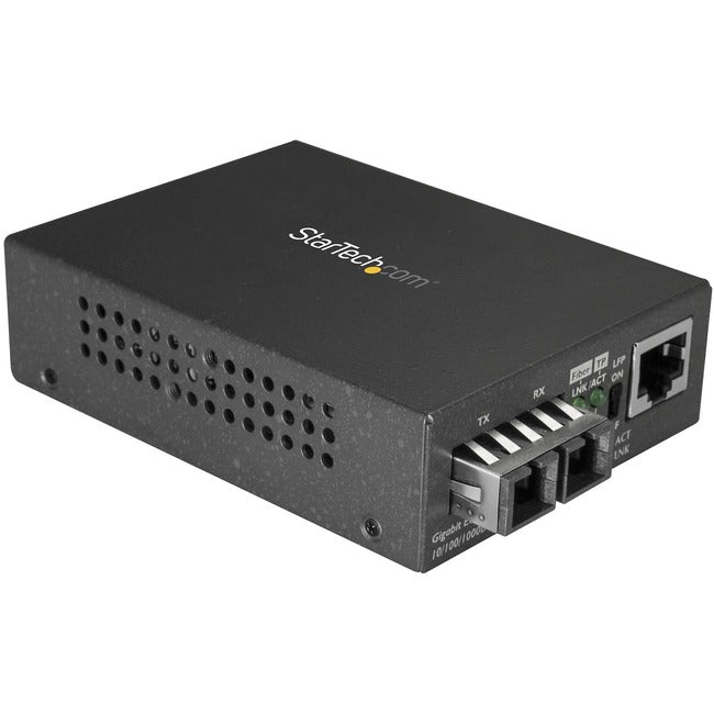 StarTech.com Single Mode SC Fiber Ethernet Media Converter - 1000BASE-LX Gigabit Fiber Optic to Copper Bridge - 10-100-1000 Network 10km