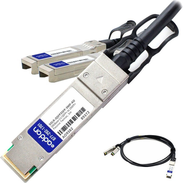 AddOn Solarflare SOLR-QSFP2SFP-3MP Compatible TAA Compliant 20GBase-CU QSFP+ to 2xSFP+ Direct Attach Cable (Passive Twinax, 3m) - American Tech Depot
