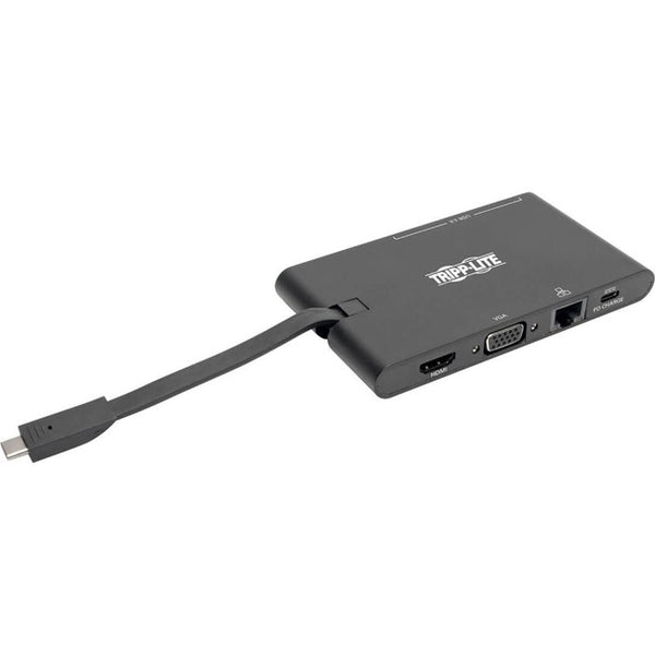 Tripp Lite USB C Docking Station HDMI VGA GbE PD Charging USB Hub 4K Black, USB-C, USB Type-C - American Tech Depot