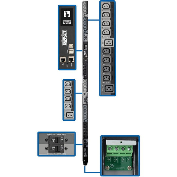 Tripp Lite 3-Phase PDU Switched 28.8kW 220-240V 24 C13 6 C19 Touchscreen 0U - American Tech Depot