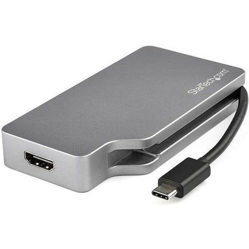 StarTech.com USB C Multiport Video Adapter 4K-1080p - USB Type C to HDMI, VGA, DVI or Mini DisplayPort Monitor Adapter - Space Gray - American Tech Depot