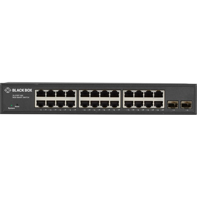 Black Box Gigabit Ethernet Managed Switch - (24) RJ-45, (2) SFP