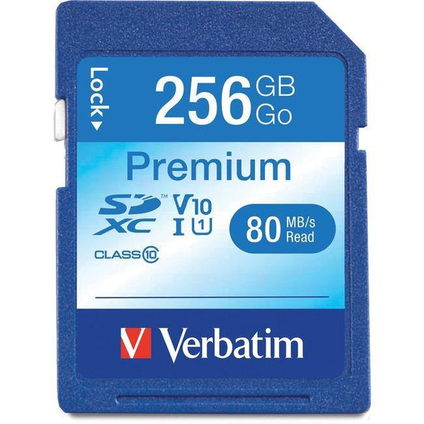 Verbatim 256GB Premium SDXC Memory Card, UHS-I V10 U1 Class 10 - American Tech Depot