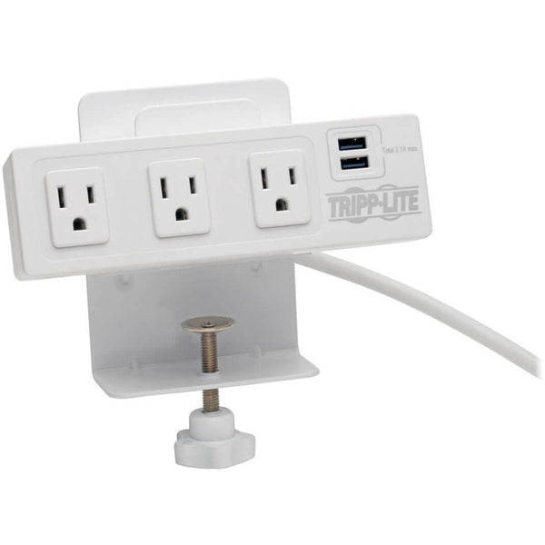 Tripp Lite 3-Outlet Surge Protector Power Strip w- 2-Port USB Charging White - American Tech Depot