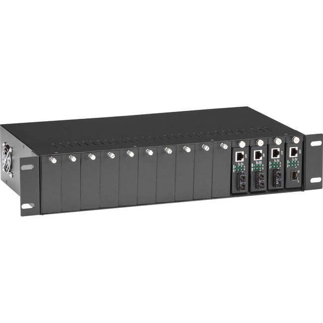Black Box Pure Networking Copper to Fiber Media Converter Chassis - 2U, 14-Slot - American Tech Depot