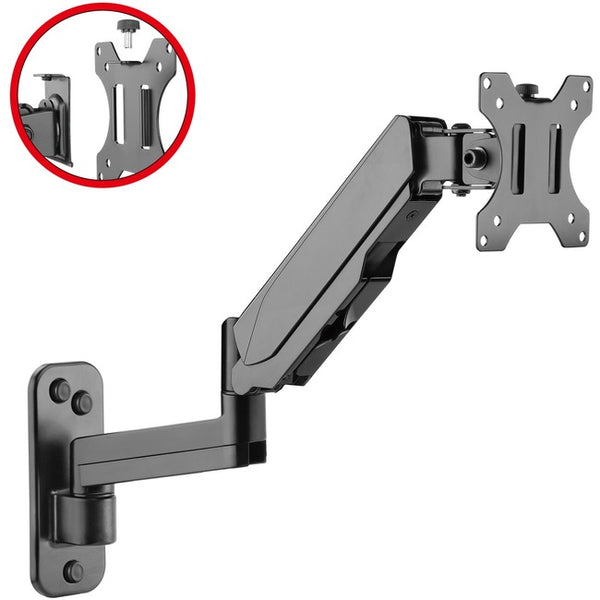 High Premium Aluminum Gas Spring Wall Mount - Single Monitor 17" to 32"