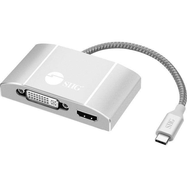 SIIG USB-C to 3-in-1 Multiport Video Adapter with PD Charging - DVI-HDMI-VGA - American Tech Depot