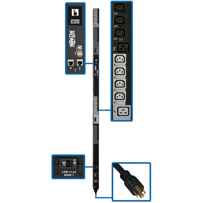 Tripp Lite PDU 3-Phase Switched 10kW 208-240V IEC 24 C13 6 C19 L21-30P TAA - American Tech Depot