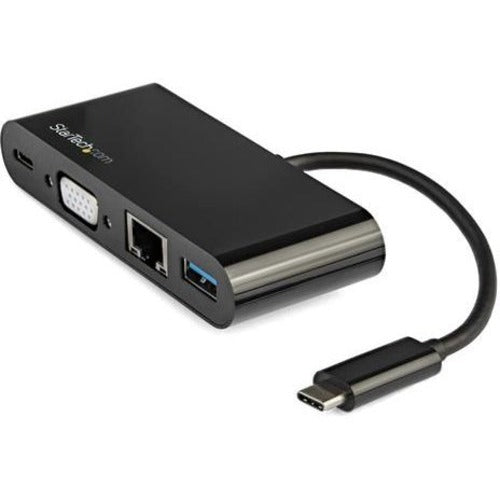 StarTech.com USB C Multiport Adapter - Mini USB-C Dock w- VGA Video - 60W Power Delivery Passthrough - USB Type-A 5Gbps - Gigabit Ethernet - American Tech Depot