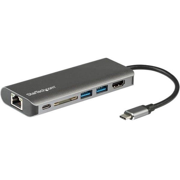 StarTech.com USB C Multiport Adapter - USB Type-C Travel Dock to 4K HDMI, 3x USB Hub, SD, GbE, 60W PD 3.0 Pass-Through - Mini Laptop Dock - American Tech Depot