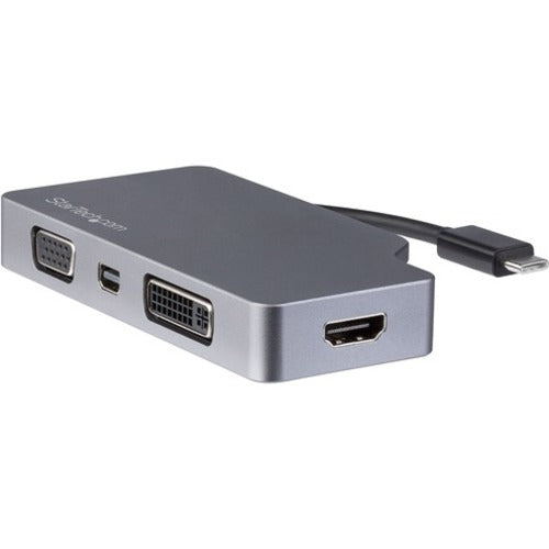 StarTech.com USB C Multiport Video Adapter 4K 60Hz-1080p - USB Type C to HDMI, VGA, DVI or Mini DisplayPort Monitor Adapter - Space Gray - American Tech Depot