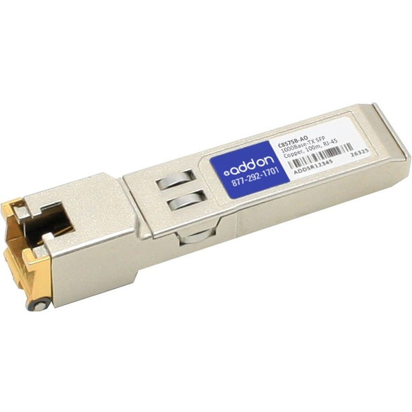 AddOn 4-Pack of HP C8S75B Compatible TAA Compliant 10-100-1000Base-TX SFP Transceiver (Copper, 100m, RJ-45)