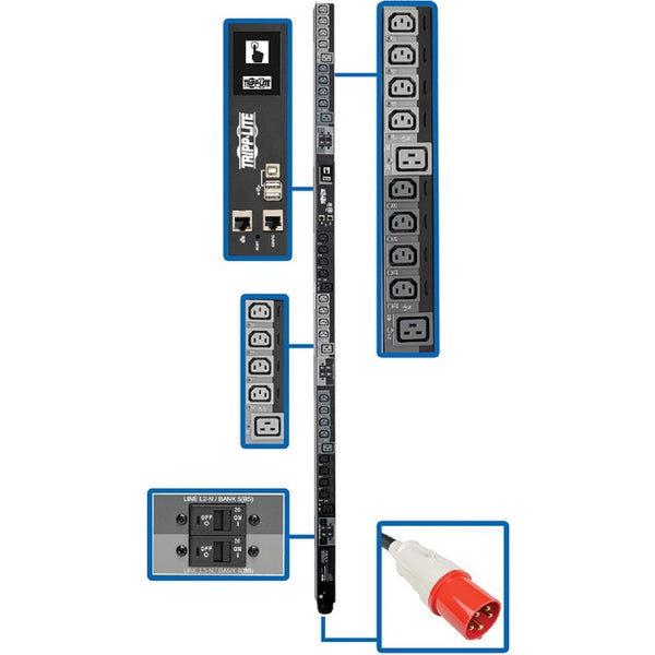 Tripp Lite 3-Phase PDU Switched 27.7kW 220-230V 24 C13; 6 C19 63A IEC309
