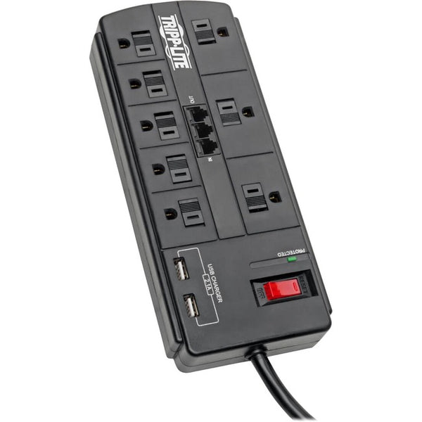 Tripp Lite Surge Protector 8-Outlet 2 USB Charging Ports Tel-Modem 8ft Cord - American Tech Depot