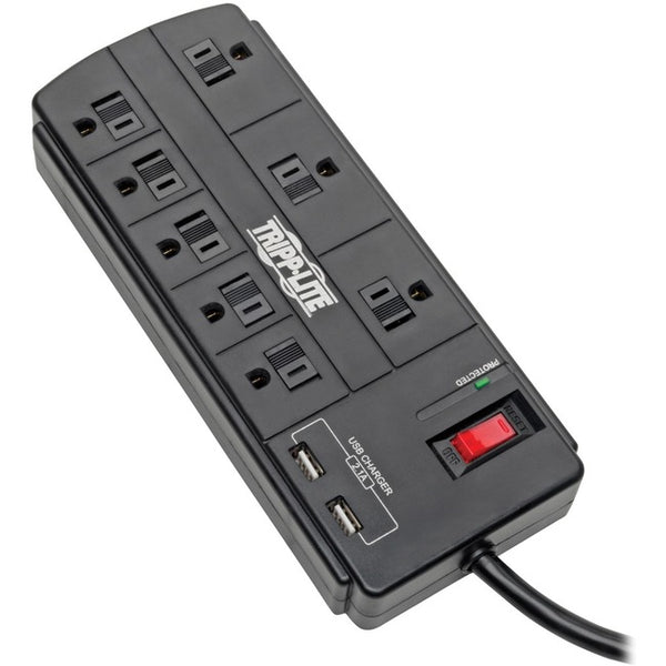 Tripp Lite Surge Protector Power Strip 8-Outlet 2 USB Charging Ports 8ft Cord - American Tech Depot