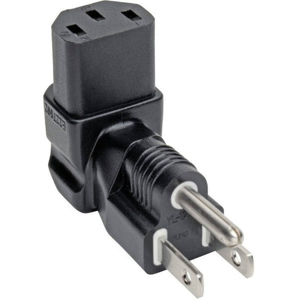 Tripp Lite Down-Angled NEMA 5-15P to C13 Power Cord Adapter - 10A, 125V, Black - American Tech Depot