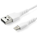 StarTech.com 1m USB A to Lightning Cable - Durable Rugged White iPhone iPad Charge & Sync Charger Cord w-Aramid Fiber Apple MFI Certified - American Tech Depot