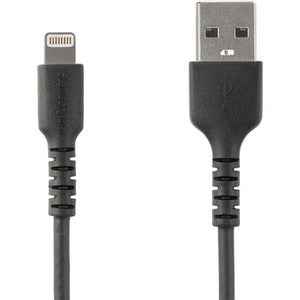 StarTech.com 1m USB A to Lightning Cable - Durable Rugged Black iPhone iPad Charge & Sync Charger Cord w-Aramid Fiber Apple MFI Certified - American Tech Depot