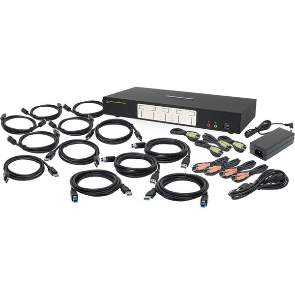 IOGEAR 4-Port 4K Dual View DisplayPort KVMP with USB 3.0 Hub and Audio (TAA)