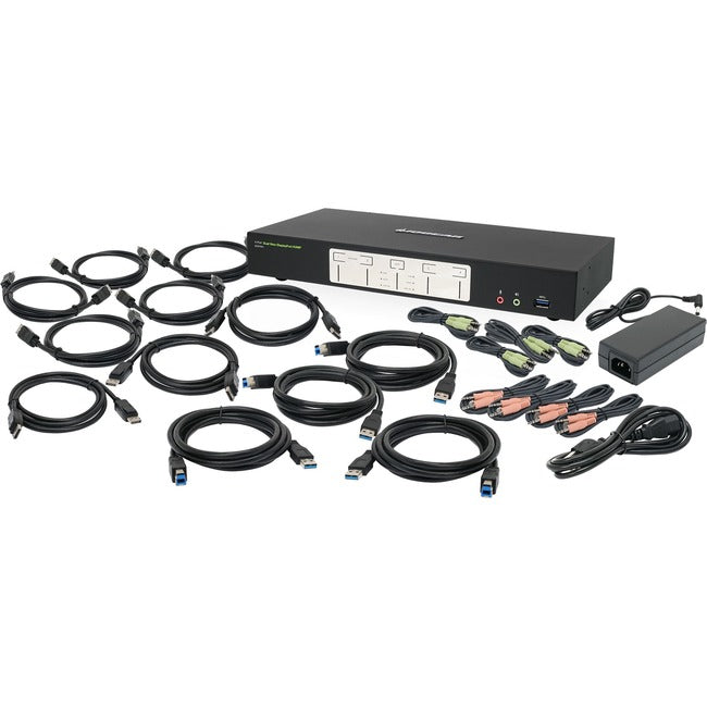 IOGEAR 4-Port 4K Dual View DisplayPort KVMP with USB 3.0 Hub and Audio (TAA)