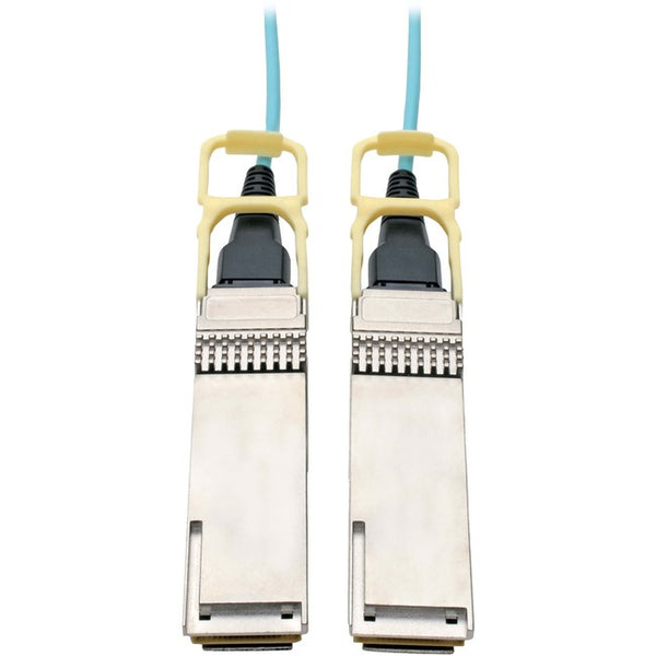 Tripp Lite QSFP28 to QSFP28 Active Optical Cable - 100GbE, AOC, M-M, Aqua, 20 m (65.6 ft.) - American Tech Depot