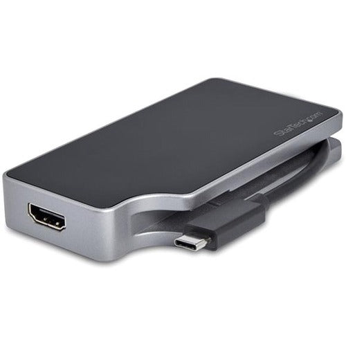 StarTech.com USB C Multiport Video Adapter 4-in-1 - 95W Power Delivery - Space Gray - Aluminum - 4K60Hz - Wrap-Around Cable - USB C Adapter (CDPVDHMDPDP) - American Tech Depot