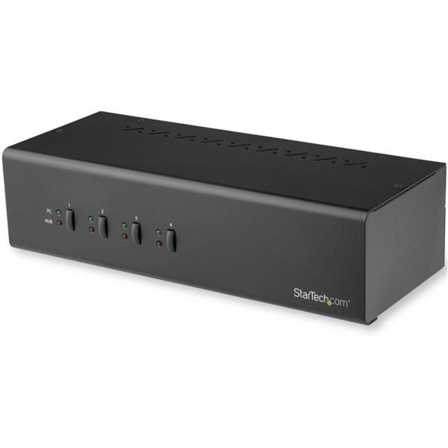 StarTech.com 4 Port Dual Monitor Dual Link DVI KVM Switch 1440p Dual Screen-View- Display Compact USB KVM Switch w-USB 3.0 Hub & Audio TAA