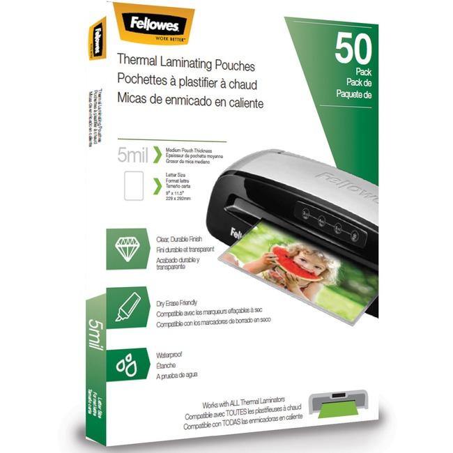 Fellowes Thermal Laminating Pouches - Letter, 5mil, 50 pack - American Tech Depot