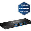 TRENDnet 24-Port Gigabit Switch with 2 X 10G SFP+ Slots; Fanless Design; 19? 1U Rack mountable; TEG-30262