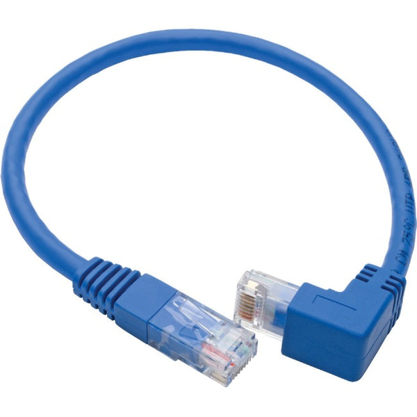 Tripp Lite Down-Angle Cat6 UTP Patch Cable (RJ45) - 1 ft., M-M, Gigabit, Molded, Blue - American Tech Depot