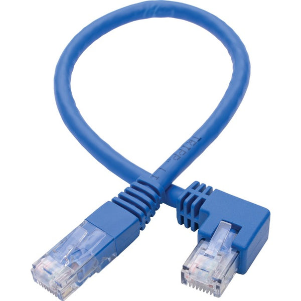 Tripp Lite Left-Angle Cat6 UTP Patch Cable (RJ45) - 1 ft., M-M, Gigabit, Molded, Blue - American Tech Depot