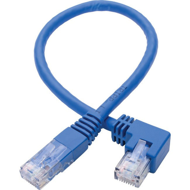 Tripp Lite Left-Angle Cat6 UTP Patch Cable (RJ45) - 1 ft., M-M, Gigabit, Molded, Blue - American Tech Depot