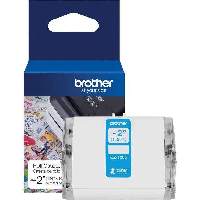 Brother Genuine CZ-1005 continuous length ~ 2 (1.97") 50 mm wide x 16.4 ft. (5 m) long label roll featuring ZINK® Zero Ink technology - American Tech Depot