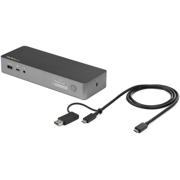 Star Tech.com USB-C & USB-A Dock - Hybrid Universal Laptop Docking Station with Dual Monitor Display 4K 60Hz HDMI & DisplayPort - 60W PD