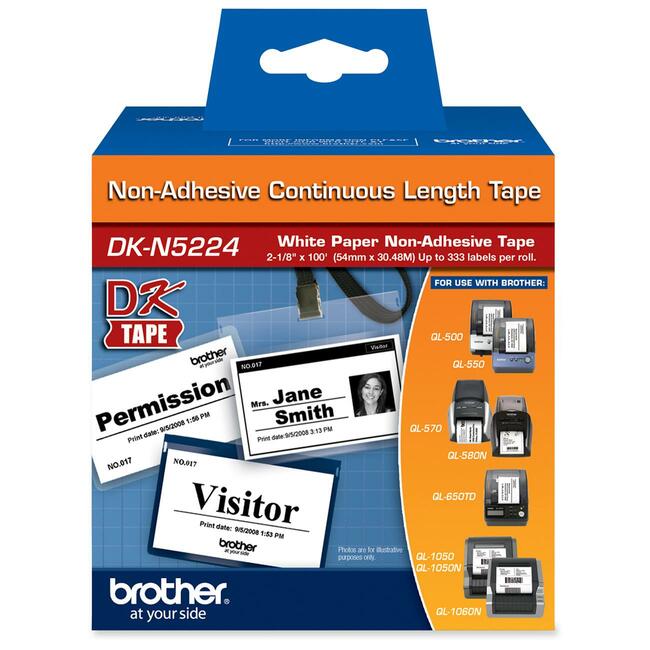 Brother DKN5224 - Black on White Non-Adhesive Continuous Length Paper Tape