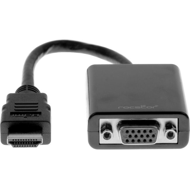 Rocstor HDMI to VGA Adapter Converter M-F - 6"- For Ultrabook, Laptop, Monitor, Projectors, Desktop PC, Laptop - 1920x1080 - 1 Pack - 1 x HDMI Male Digital Audio-Video - 1 x HD-15 Female VGA - 6 Inch - Black - ADAPTER HDMI TO VGA HD15 - American Tech Depot