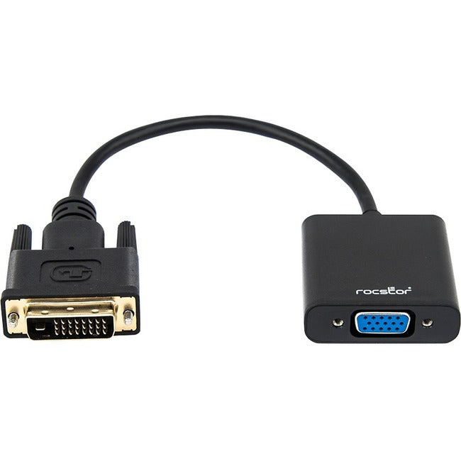 Rocstor Premium DVI-D to VGA Active Adapter - Resolutions up to 1920x1200 - DVI-VGA for Monitor, Projector, Video Device, Notebook, Desktop Computer, 6 Inch - 1 Pack - 1 x DVI-D - 1 x HD-15 Female VGA, - Black - DVI-D TO VGA CONVERTER ADAPTER 1920X1200 - American Tech Depot