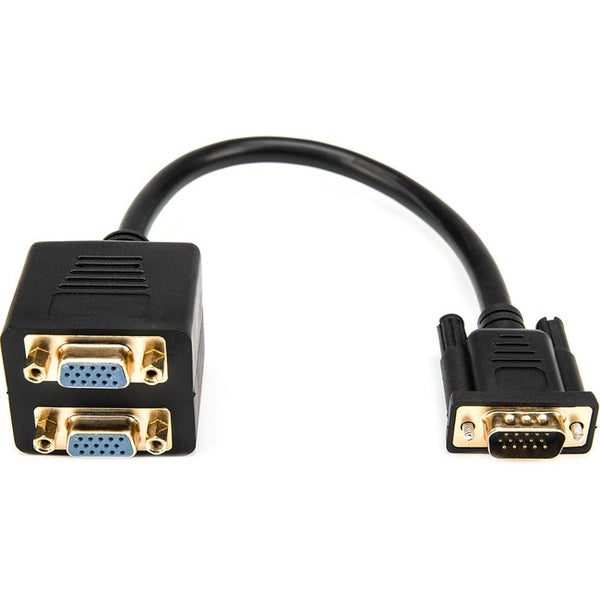 Rocstor Premium 1 ft VGA to 2x VGA Video Splitter Cable M-F - DB-15 Male - DB-15 Female - Black